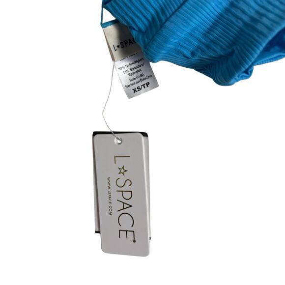 L*Space Pointelle Rib Winnie Island Blue V-Neck Bikini Swimsuit Top Size XS - Picture 6 of 7